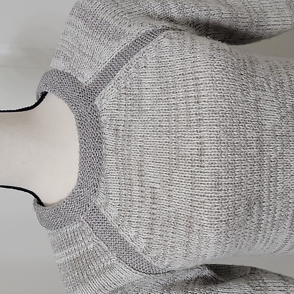 The Limited Size XS White & Silver Metallic Crew Neck Sweater. Gently Used Cond. - Picture 2 of 11